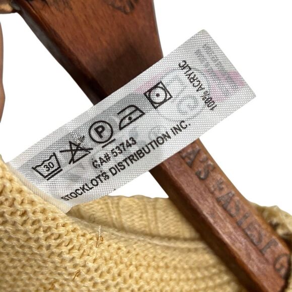 Azur Collection Open Front Pointelle Knit Longline Cardigan Pale Yellow Sz Large - Picture 7 of 8